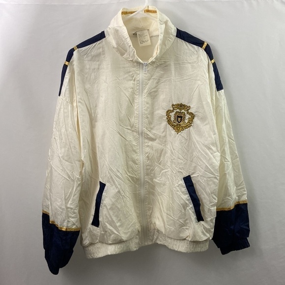 Vtg Slade White Blue Gold Sz L Windbreaker Jacket - Picture 8 of 8